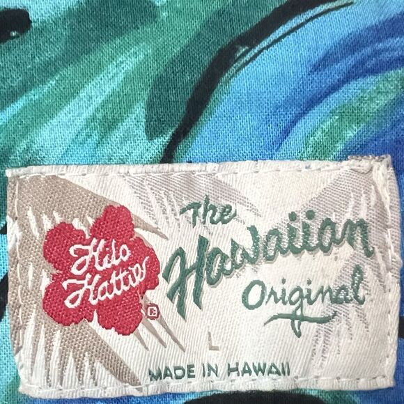 VTG Hilo Hattie Dress Large Maxi Muumuu  Ruffle Hem  Blue Floral Hawaiian Aloha - Picture 3 of 6